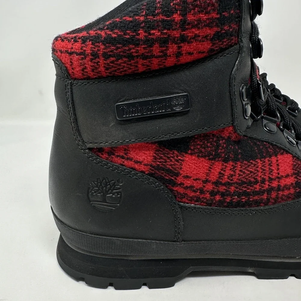 Timberland‎ Woolrich Wool Buffalo Plaid Euro Hiker Boots Mens Size 9 Leather